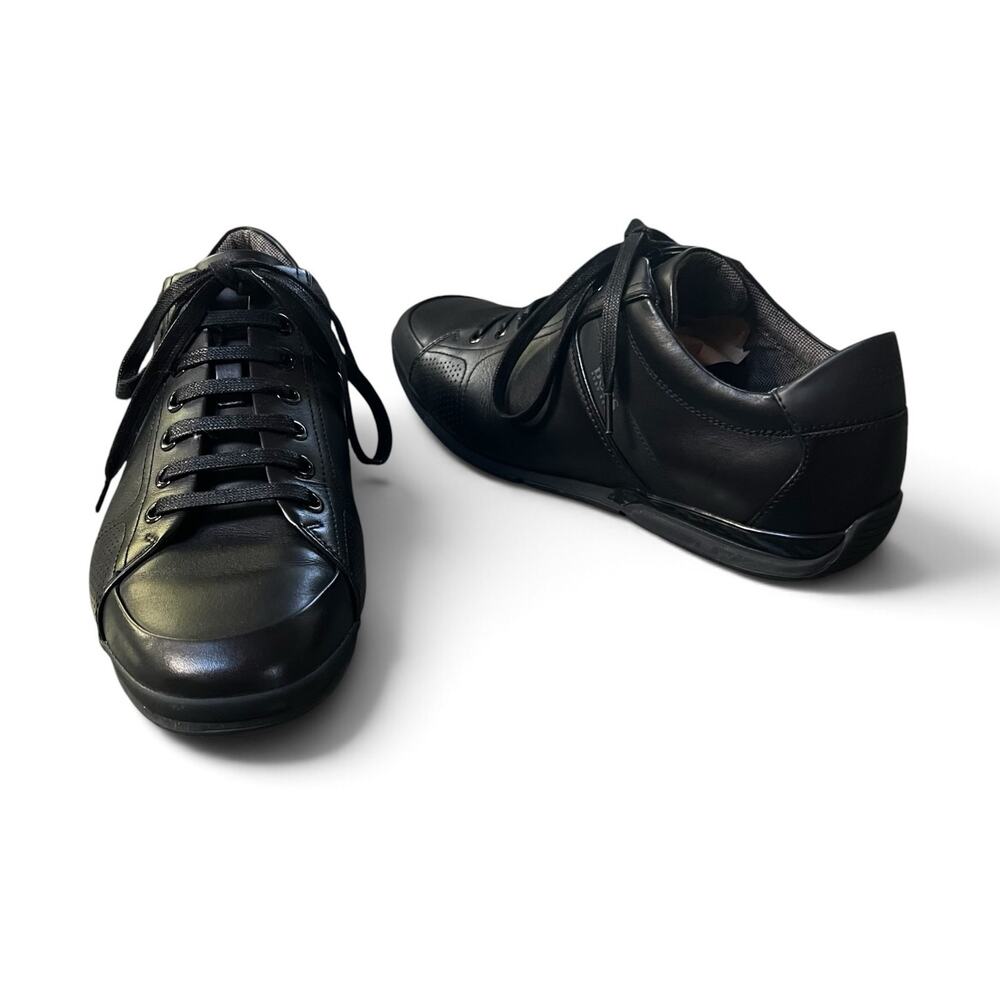 BOSS Hugo Boss Mens Saturn Leather Casual Shoes Sneakers Black 42 US 9 50401835